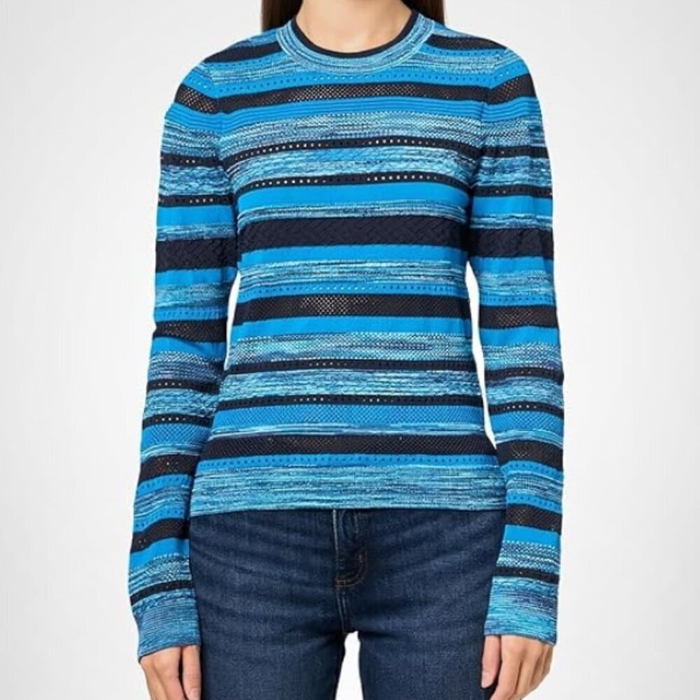 Ramy Brook Royal Blue Space-Dyed Stripe Sweater – Size S – NWT